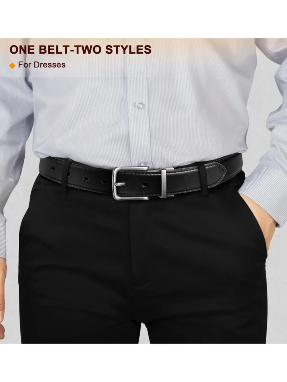 Reversible Leather Belt for Men - Trimmable 1.25